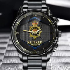 Montre personnalisée à l'heure personnalisée de la police britannique à la retraite