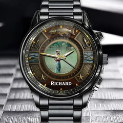 Personalized Custom Photo Fishing Watch - Angler & Fish Theme with Custom Name