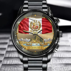 Personalized Peruvian Coat Of Arms Watch - Engravable National Pride