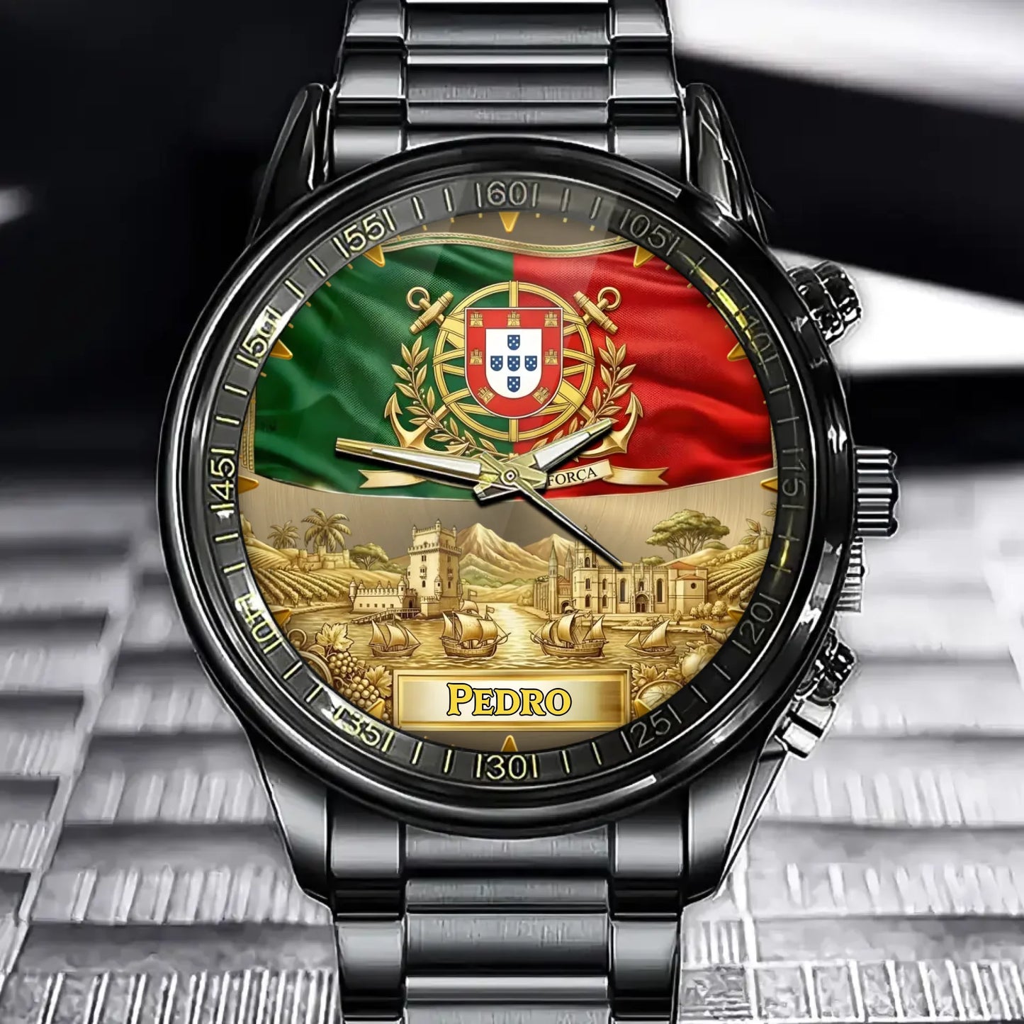 Personalized Portugal Coat Of Arms Watch - Custom Engraving For National Pride
