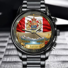 Personalized Canada Coat Of Arms Watch - Custom Engraving For National Pride
