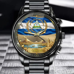 Personalized Nicaragua Coat Of Arms Watch - Custom Engraving For National Pride