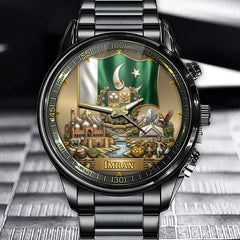 Personalized Pakistan Heritage Watch – Custom Name With Flag and National Emblem