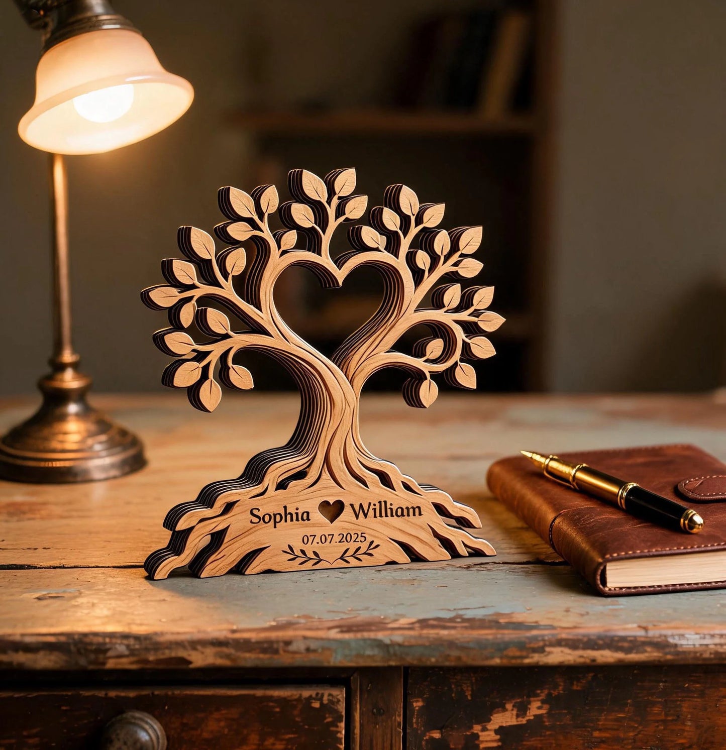 Custom Wooden Love Tree Decor - Personalized Couple Gift - A Lifetime Of Love