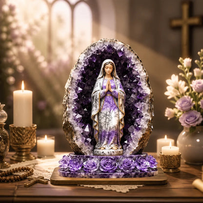 Custom Virgin Mary Wooden Plaque - Personalized Name Catholic Prayer Gift