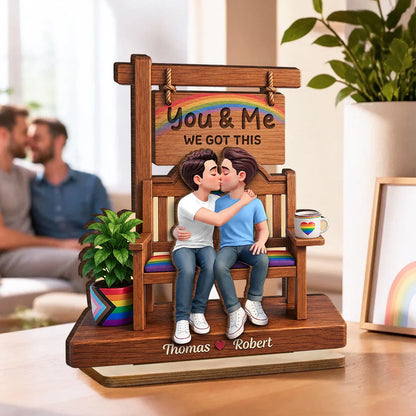 Custom Pride Couple Wooden Plaque - Personalized LGBTQ Wedding Gifts For Him & Her - Love Always Wins