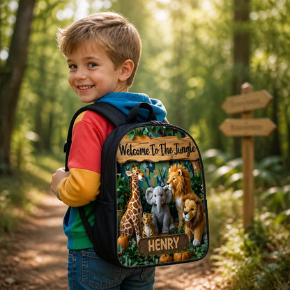 Custom Jungle Backpack - Personalized Safari Animal School Gift
