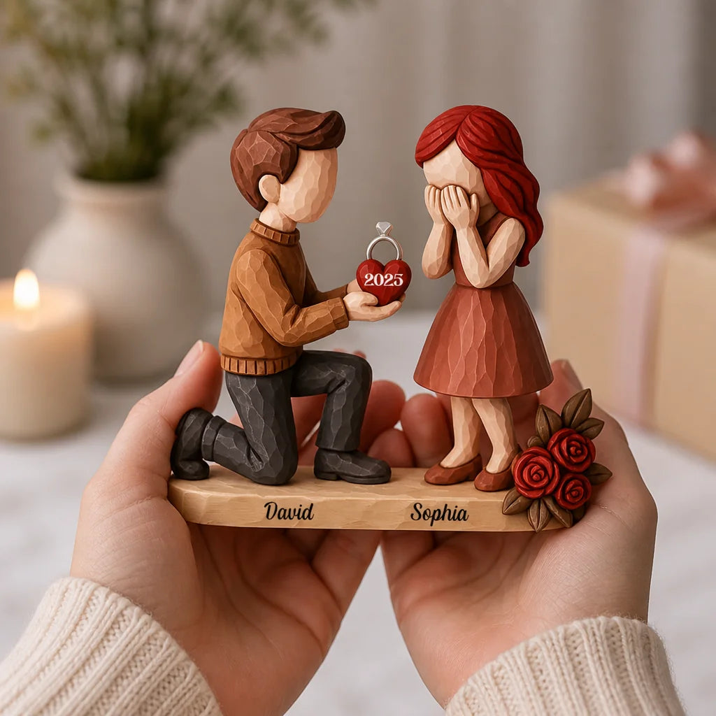 Custom Wooden Proposal Ornament - Personalized Newly Engaged Gifts For Couples - Forever Starts Today