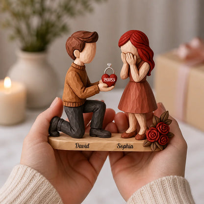 Custom Wooden Proposal Ornament - Personalized Newly Engaged Gifts For Couples - Forever Starts Today