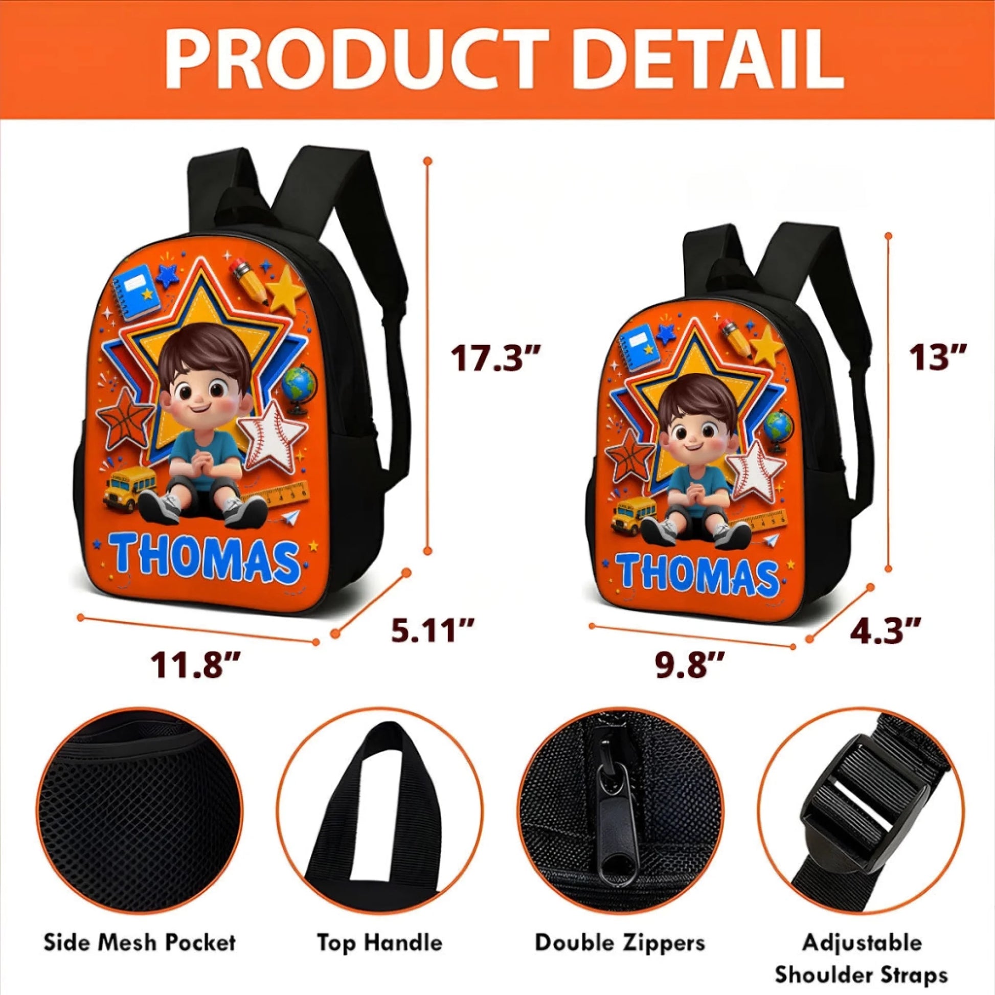 Cute Little Boy Custom Grade - Personalized Backpac (1)