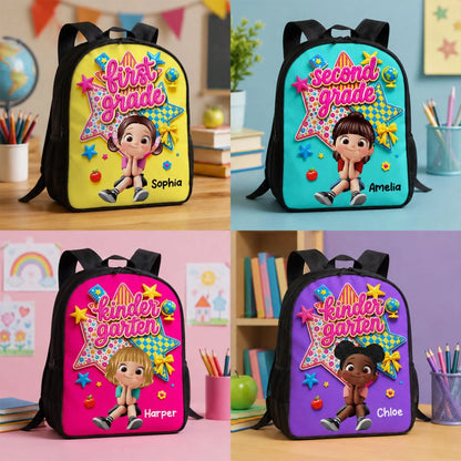 Cute Little Girl Custom Grade - Personalized Backpa (7)