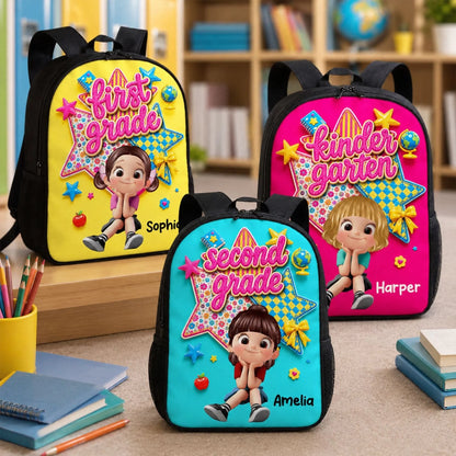Cute Little Girl Custom Grade - Personalized Backpa