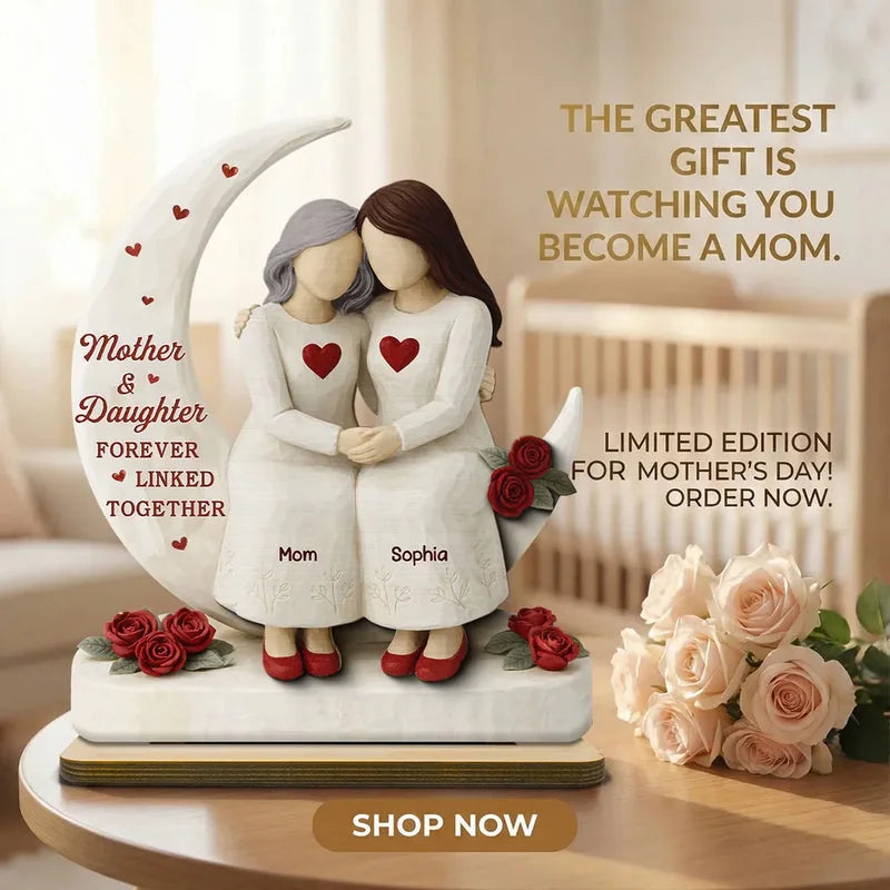 Custom Forever Linked Together Mother Daughter Keepsake Plaque - Personalized Names Gift For Mom