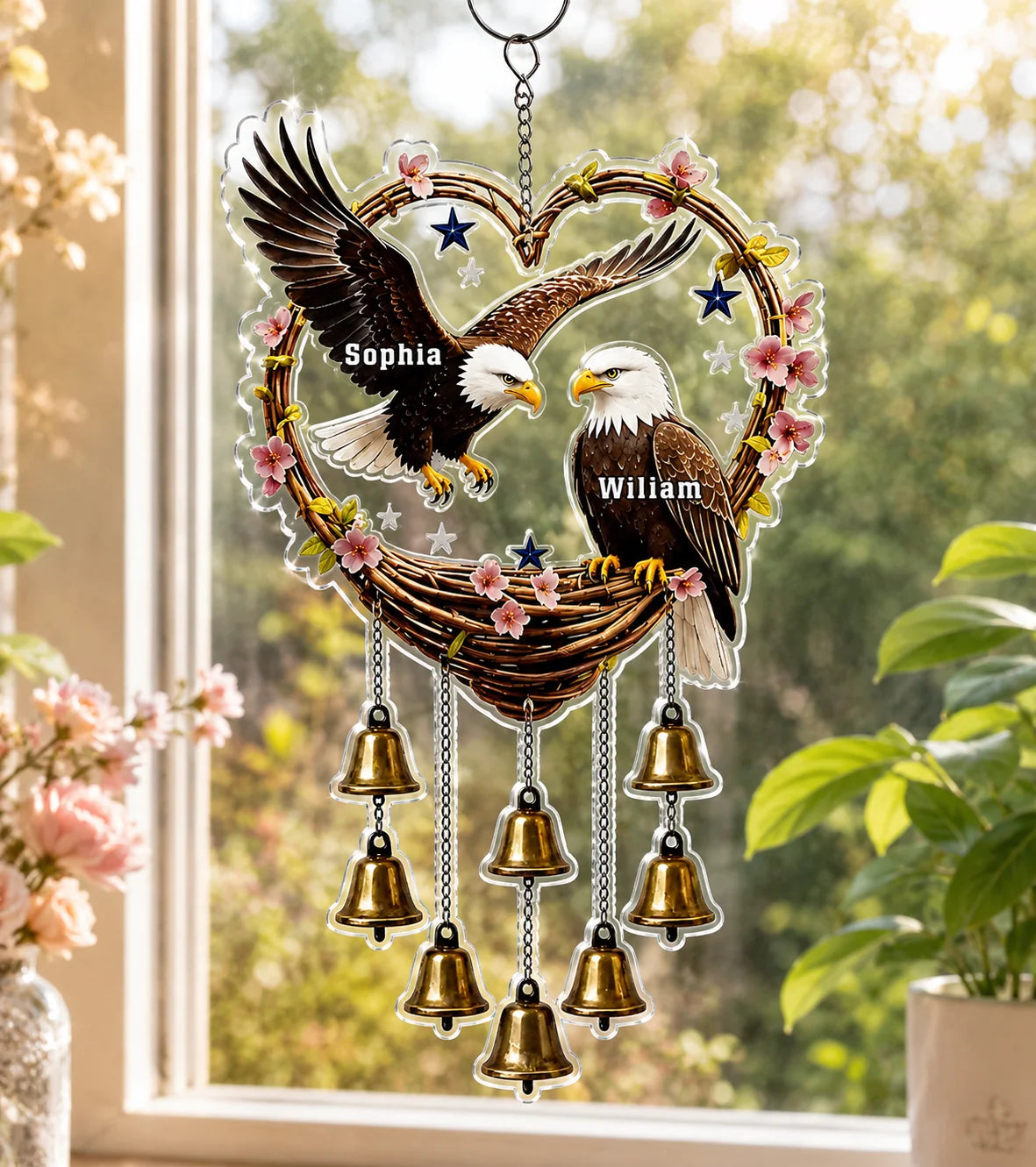 Custom Bald Eagle Acrylic Hanging Ornament - Personalized Patriotic Home Decor - Freedom Takes Flight