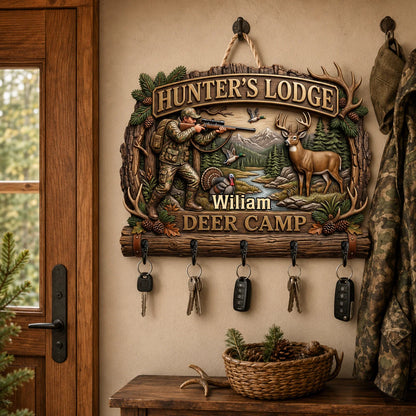 Custom Hunting Lodge Key Holder - Personalized Cabin Decor Gifts For Hunters - Deer Camp