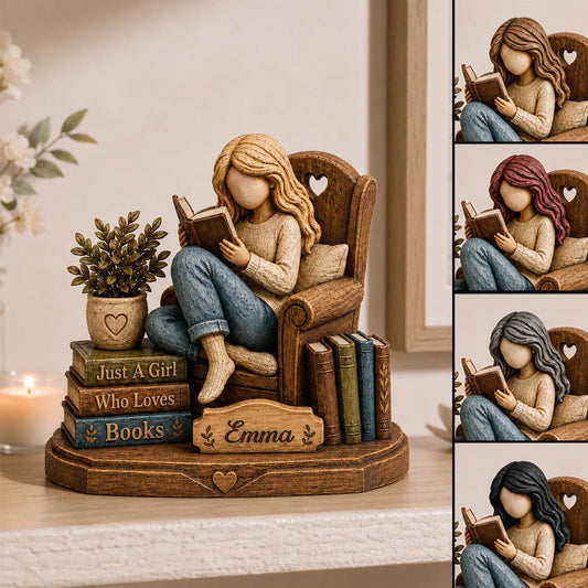 Custom Wooden Book Lover Plaque - Personalized Gifts For Readers & Bookworms - A Chair, A Book, A World Away