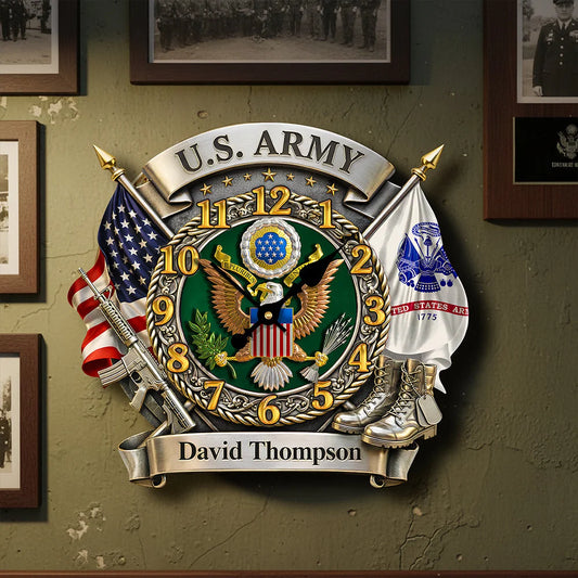 Custom Wooden Military Wall Clock - Personalized Gifts For Veterans & Service Members - Honor That Stands The Test Of Time