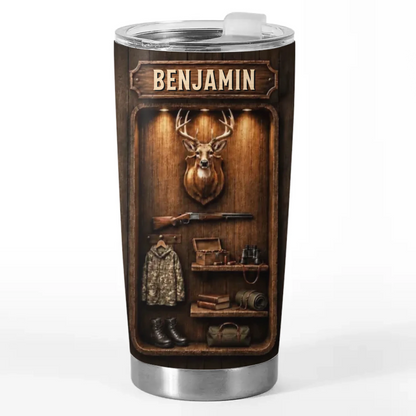 Custom Tumbler - Personalized Birthday Hunting Gifts For Hunters, Husband, Son, Grandson, Brother, Grandpa, Dad, Yourself - Born To Hunt Wild