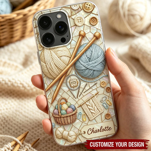 Custom Knitting Phone Case - Personalized Gifts For Knitters & Yarn Lovers - One More Row