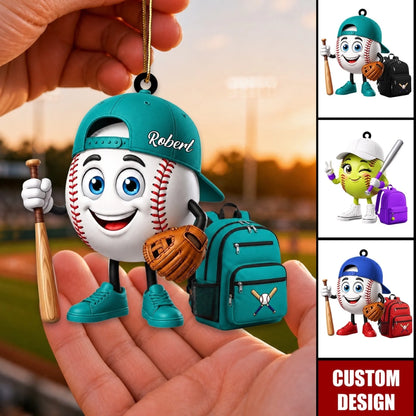 Personalized Cute Baseball Softball Mascot Ornament -_yyth (2)