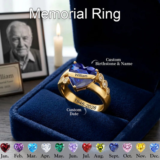 Custom Memorial Birthstone Ring - Personalized Remembrance Gifts For Loved Ones - A Hug From Heaven