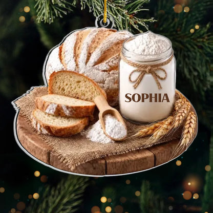 Custom Acrylic Ornament - Personalized Christmas Birthday Gifts For Sourdough Bakers, Bread Bakers - Baked With Love And Sourdough