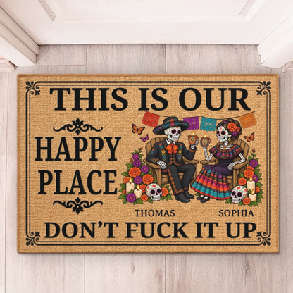 Custom Day Of The Dead Home Decor Decorative Mat - Personalized  Anniversary Wedding Gifts For Husband And Wife, Him And Her - Love You To Death