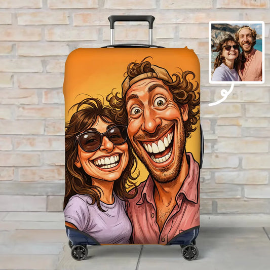 Custom Photo Luggage Cover - Personalized Travel Gifts For Couples & Friends - Take Your Face Everywhere