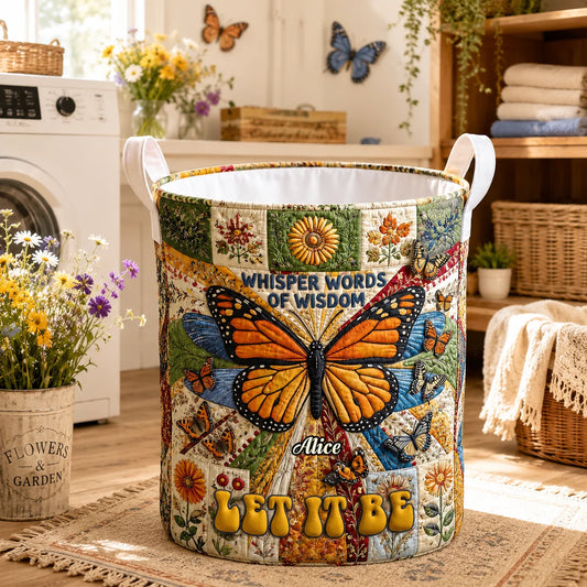 Custom Butterfly Laundry Basket - Personalized Gifts For Women - Let It Be, Let It Bloom