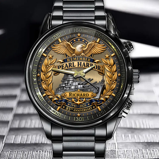 Personalized Remember Pearl Harbor Watch – 85 Years of Remembrance 1941–2026