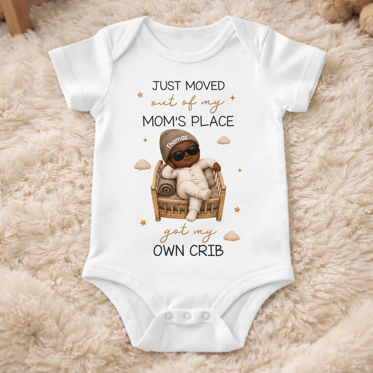 Custom Baby Onesie - Personalized Christmas Baby Shower, Gender Reveal Gifts For New Moms, New Dads, New Parents - Got My Own Crib
