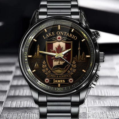 Custom Name Lake Ontario Watch - Personalized Canadian Pride Gift - Now & Always