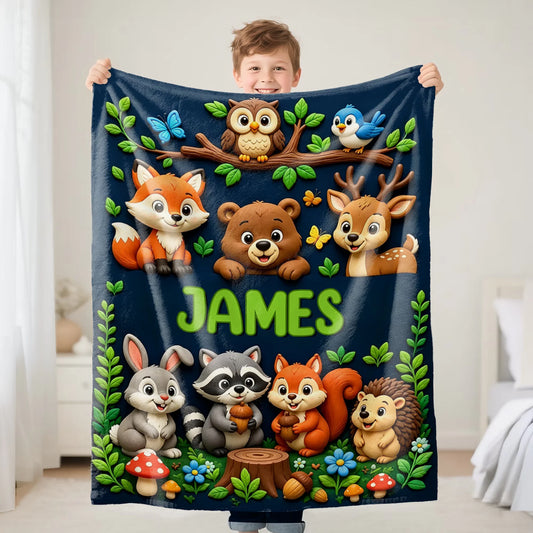 Custom Kids Cartoon Blanket - Personalized Name Gifts For Boys & Girls - Made For Little Adventures