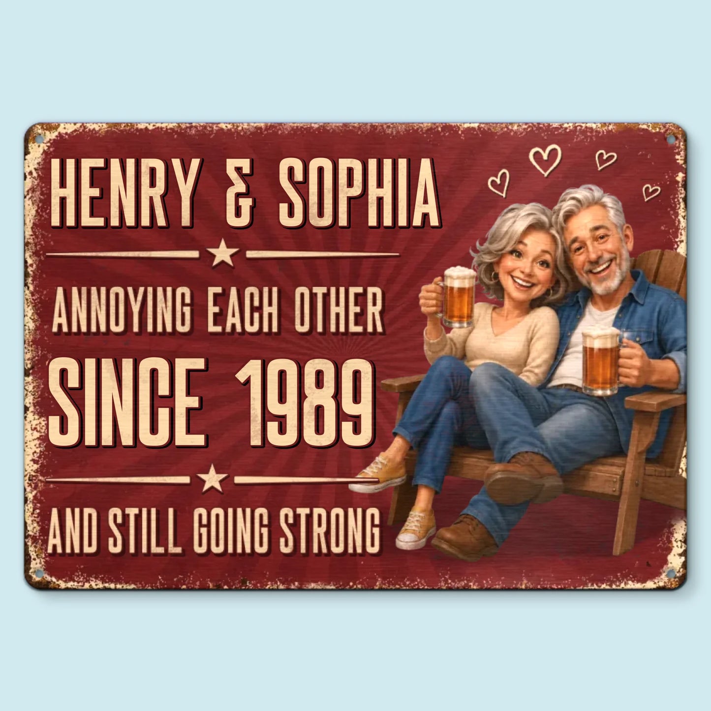Custom Photo Home Decor Metal Sign - Personalized Anniversary Wedding Gifts For Husband And Wife, Him And Her - Together Through The Chaos
