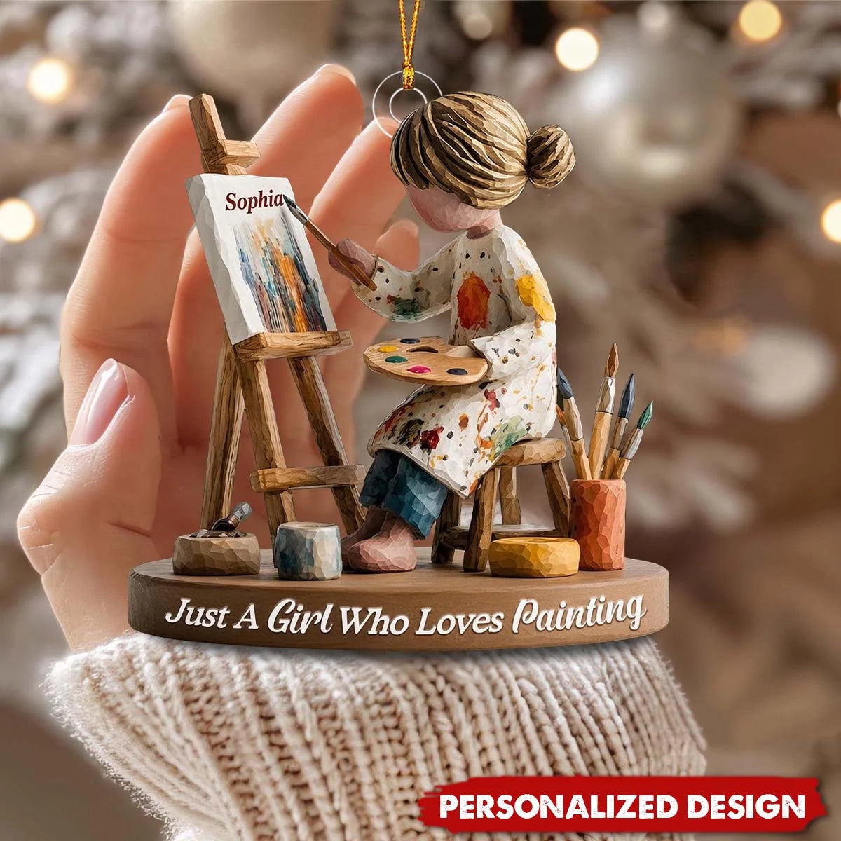 Custom Artist Acrylic Ornament - Personalized Gifts For Painting Lovers - Just A Girl Who Loves Painting
