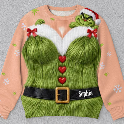 Custom Funny Christmas Sweatshirt - Personalized Gifts For Women - Naughty, Furry & Festive