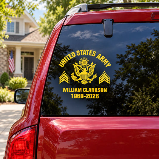 Custom Military Car Decal - Personalized Veteran Gifts With Name & Service Years - Proudly Served