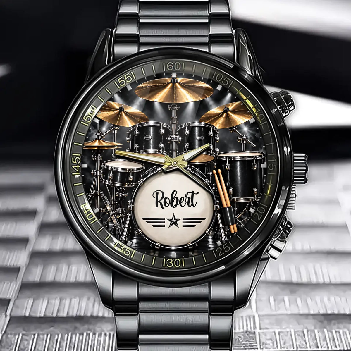 Custom Drum Set Watch - Personalized Name Gifts For Drummers - Keep The Beat Going
