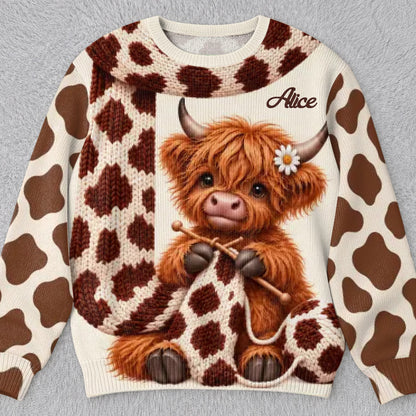 Custom Highland Cow Ugly Sweatshirt - Personalized Christmas Gifts For Cow Lovers - Cozy, Cute & Moo-velous