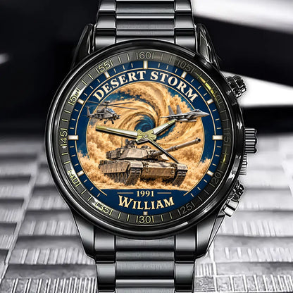 Custom Desert Storm Veteran Watch - Personalized Name 1991 Gulf War Gift