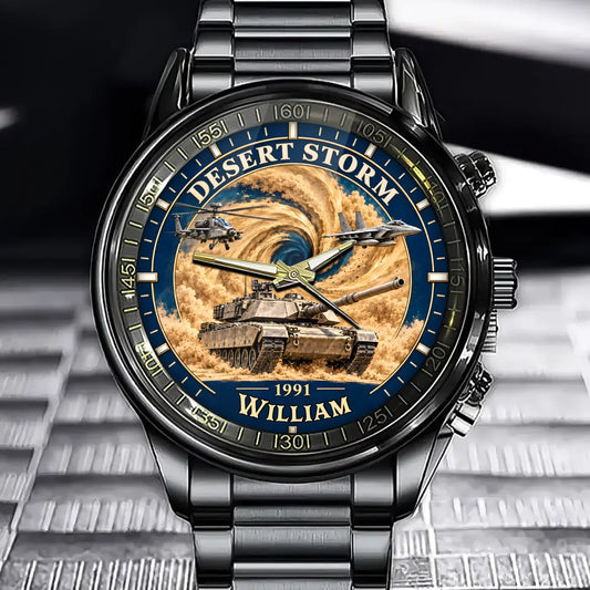 Custom Desert Storm Veteran Watch - Personalized Name 1991 Gulf War Gift