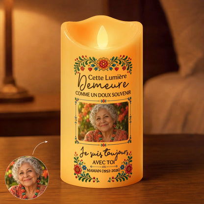 Custom Memorial LED Candle - Personalized Photo Remembrance Gift - This Light Will Always Remain
