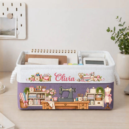 Sewing Basket_ Craft Basket Custom Sewing Machine & (3)