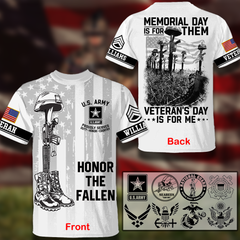 T-shirt personnalisé à imprimé intégral Le Memorial Day est pour eux Le jour des anciens combattants est pour moi Polo pour vétéran