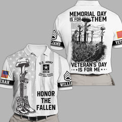 T-shirt personnalisé à imprimé intégral Le Memorial Day est pour eux Le jour des anciens combattants est pour moi Polo pour vétéran