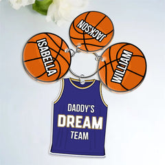 Daddy's Dream Team Basket - Personalisierter Schlüsselanhänger aus Acryl