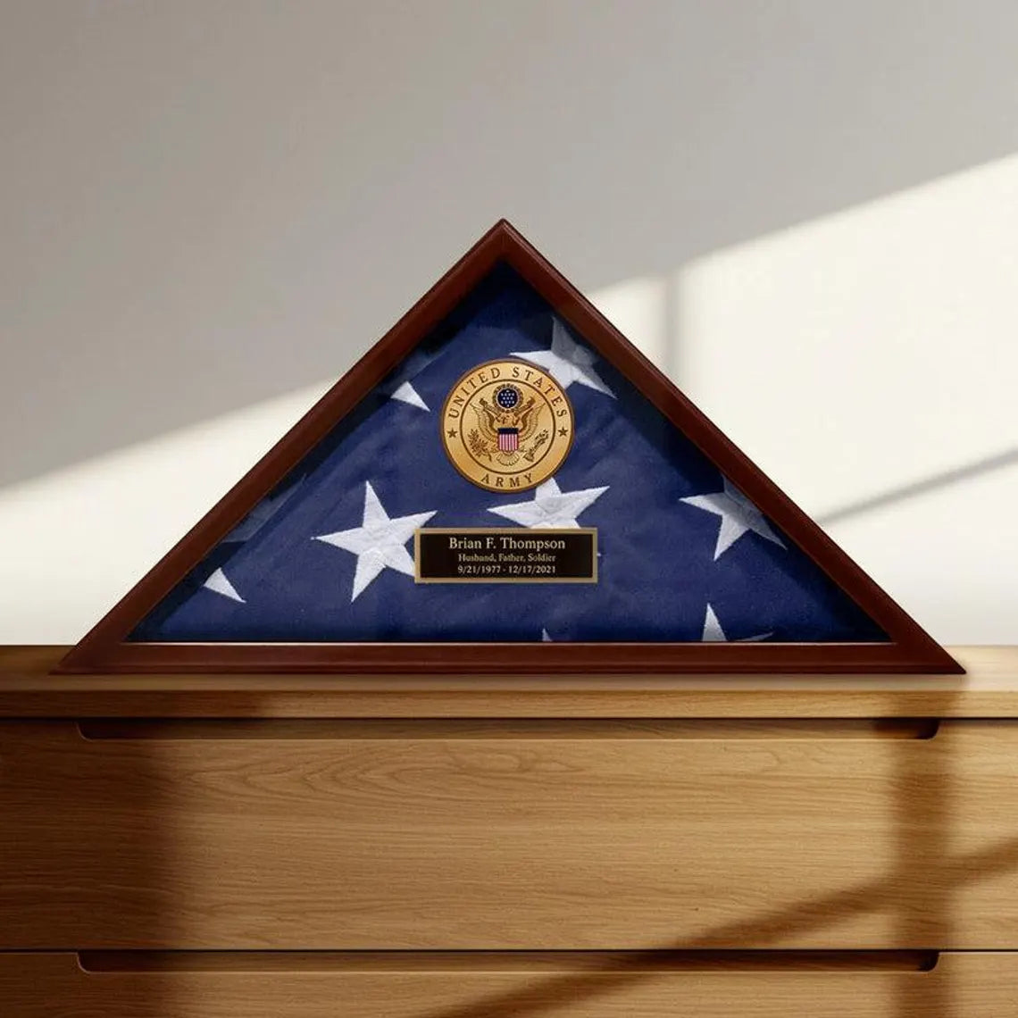 Personalized Army Flag Display Case - US Military Retirement & Burial Flag Case