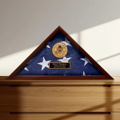 Personalized Army Flag Display Case - US Military Retirement & Burial Flag Case
