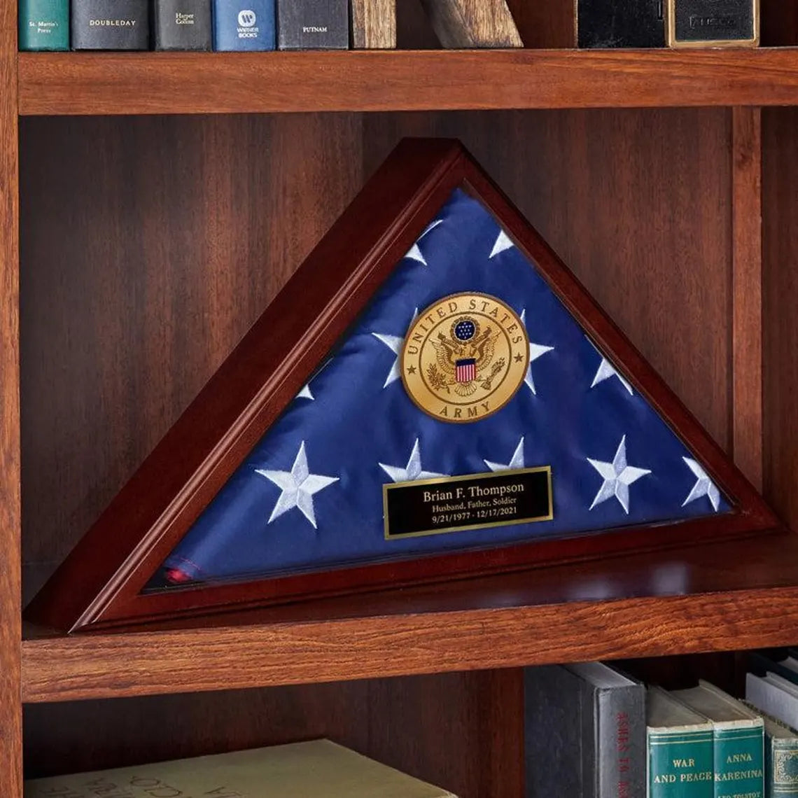 Personalized Army Flag Display Case - US Military Retirement & Burial Flag Case