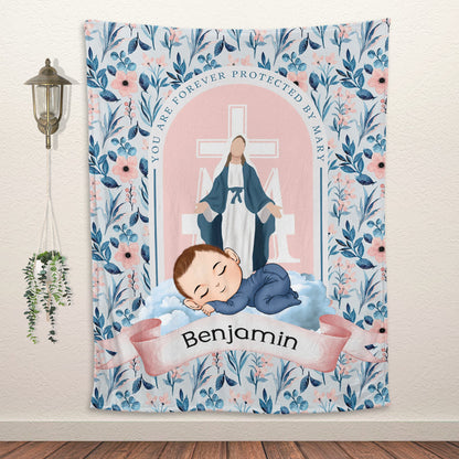 Geschützt durch Mary Babydecke - personalisierte Decke
